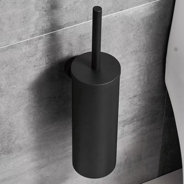 Toalettbørste i rustfritt stål - toalettbørste med sprutbeskyttelse og holder, perfekt for toaletter - veggmonterbar