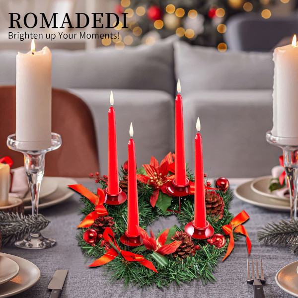 Juleadventskrans lysestage - julepynt julepynt adventsguirlander til 4 lysestage kristen bord centerpiece gave, rød 30 cm