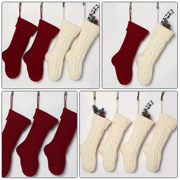 4 st Julklappspåsar Julstickstrumpor för Julgransdekoration