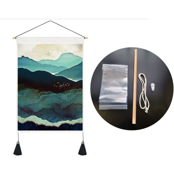 Pieces Mountain Tapestry 35cm x 50cm Tapestry Foggy Forest Tapestry med tofsar Väggbonad för sovrum