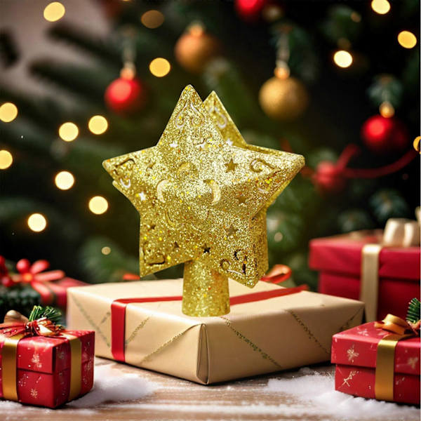 Juletretopp Belyst 3D Glitter Dynamisk Projeksjon for Juleferie Stjerne Star
