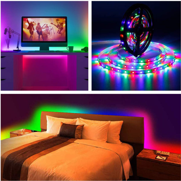 3m batteridrivna RGB LED-remsor med fjärrkontroll, vattentät flexibel självhäftande remsa belysning inomhus och utomhus color