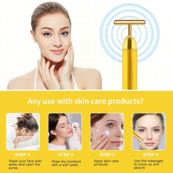 Ansigtsmassager Elektrisk Hudplejeværktøj, Vibrationsansigtsløftning og Kropsbehandlingsværktøjssæt, Reducer Puffiness Forbedre Rynker Anti-Aging-enhed