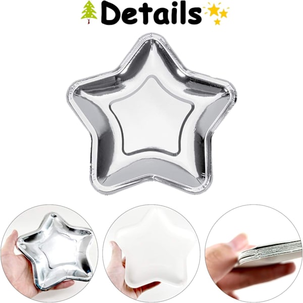 10 st jul engångs silverstjärnpapperstallrikar, 7 tum silver