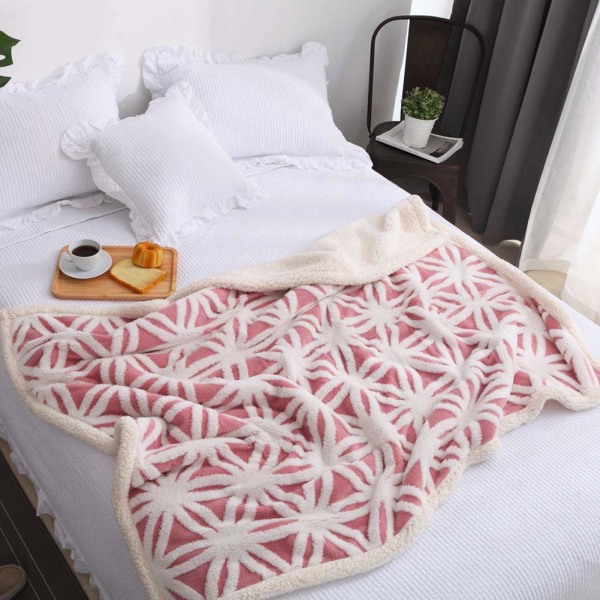 Filt Soffa Gosig Filt - Varm Sherpa Flanell Soffa Överkast Filt, Tjock Soffa Filt Soffa Filt, Fluffig Filt för Soffa pink 130*160cm