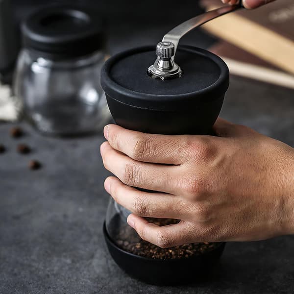 Kaffe- och pepparkvarn i rostfritt stål, tyst kaffekvarn, svart