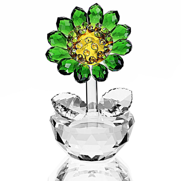 Krystal solsikke figur ornament, glas blomster papirvægt til bord dekoration Valentinsdag gaver til hende