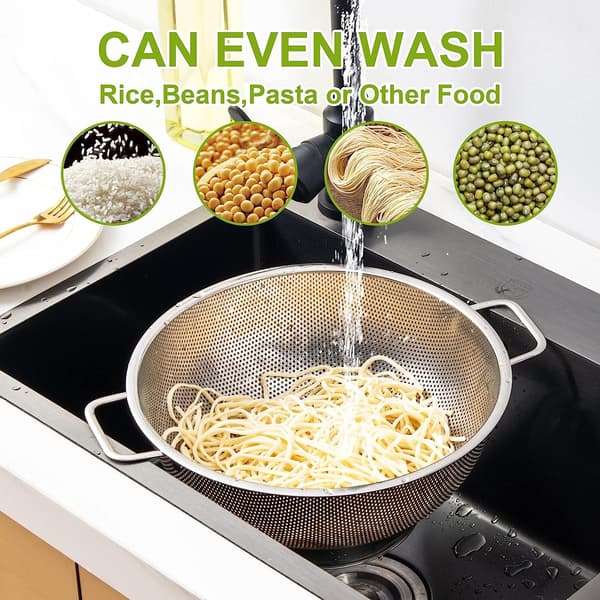 Durkslag i rostfritt stål 3 liter, sil för köksmat, diskmaskinssäker (28,5 cm)