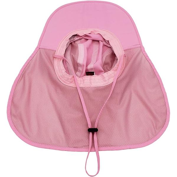 Solhatt Menn Kvinner UPF 50+ Utendørs UV Sommer Cap med Nakkebeskyttelse Fotturer Fiskehatt Strand Foldbar Safari Bush Hatter Mesh Hat pink