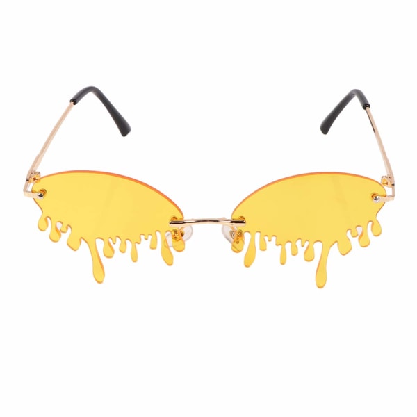 Modesolglasögon Båglösa, droppformade solglasögon, tårdrypande solglasögon för kvinnor Yellow