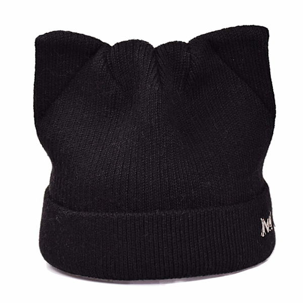 Kvinnors vinter stickade mössa varm mode mössa katt öra mössa black