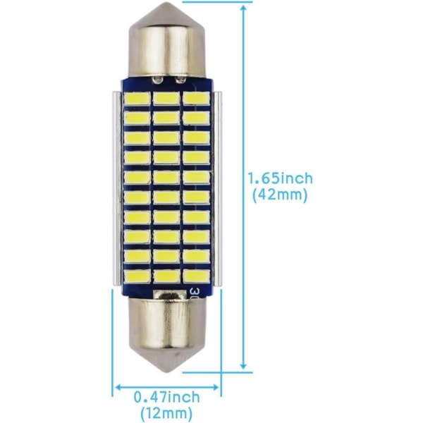 4 st C5W LED Anti Error Vit 41mm 3014 Lampor 30SMD Festoon Dome Bil Interiör LED Ljus 211-2 578 DC 12V 6000k