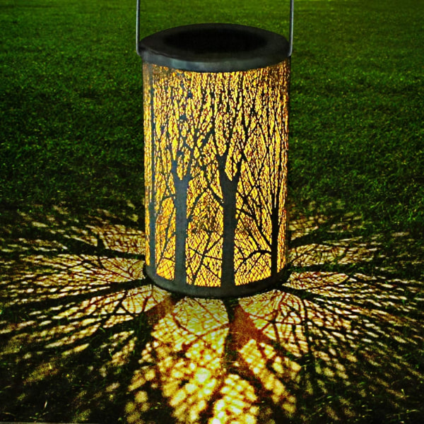 Solar Lantern Outdoor Solar Lantern Trädgård Vattentät hängande lampa Trådlös lykta Uppladdningsbar hängande ljus-brons