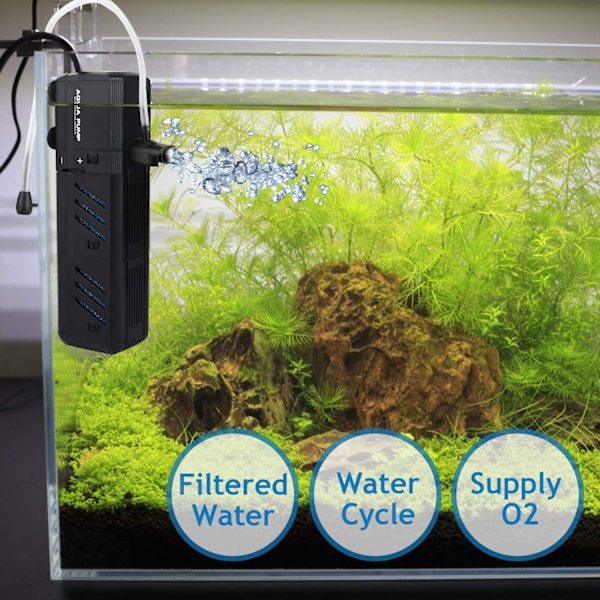 Justerbar akvarie-inderfilter med 800l/h flow rate vandpumpe Egnet til 30-500l akvarium
