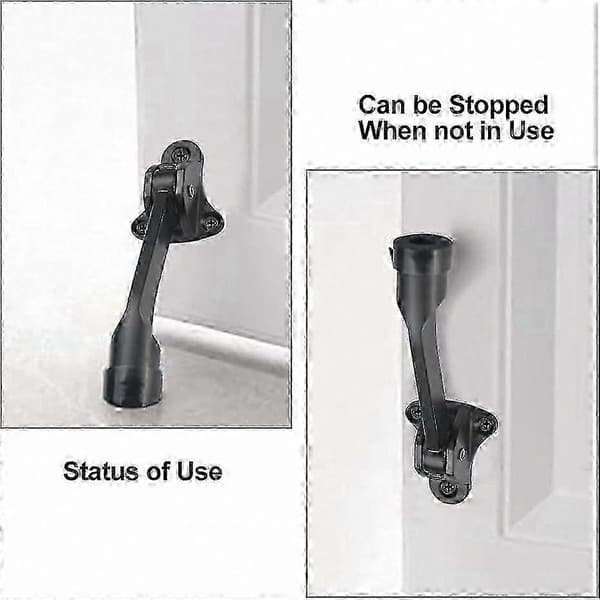 Sort Metal Dørstopper Sæt med Fjeder Mekanisme og Installationsskruer