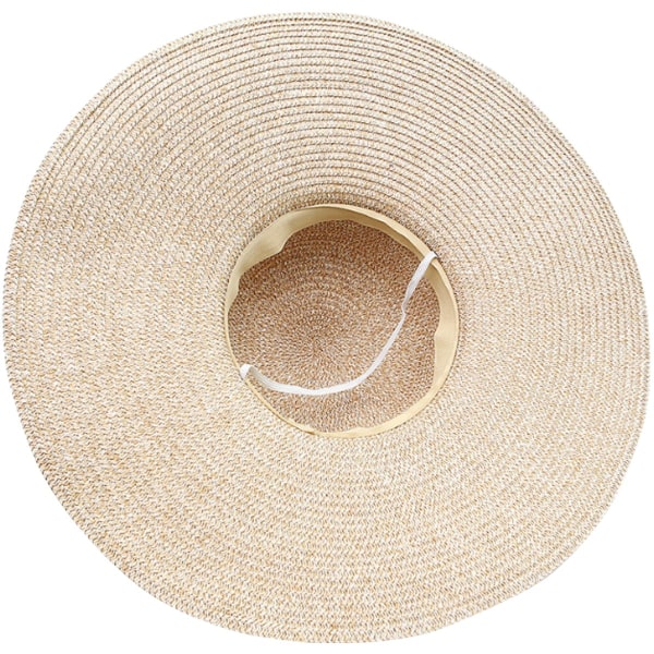 Dame Floppy Big Rim Hat Bowknot stråhatt Sammenleggbar Roll Up Sun Hat