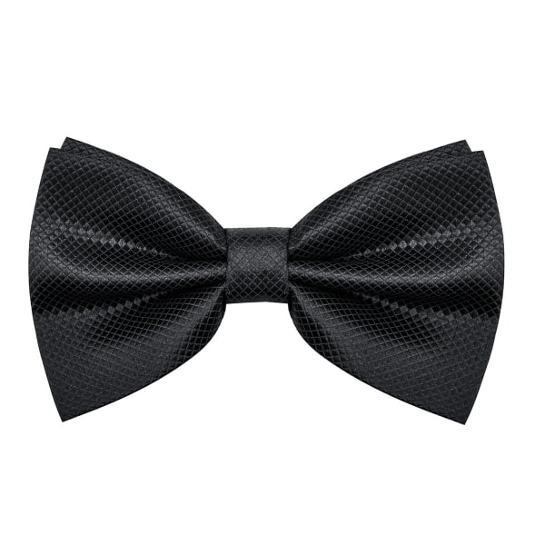 Herr Solid Färg Fluga Polyester Förknuten Bröllop Fluga Black