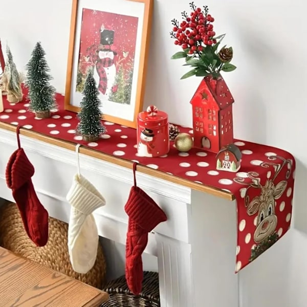 Julbordstablett 72 tum Lång med Älg, Säsongsbetonad Vinter Jul Semester Farmhouse Juldekorationer Inomhus Hemfest Dekor