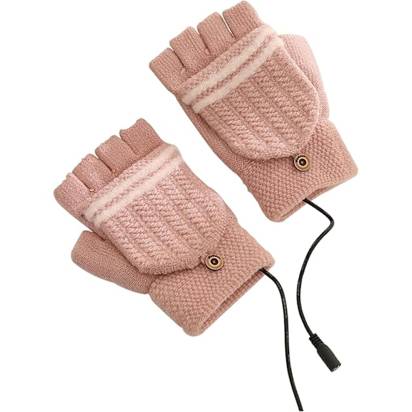 Lämmittävät hanskat naisille, USB-lämmitteiset neulotut kokonaiset ja puolihanskat, talviset lämpimät hanskat lapaset kotiin, toimistoon, kouluun ja ulkoiluun