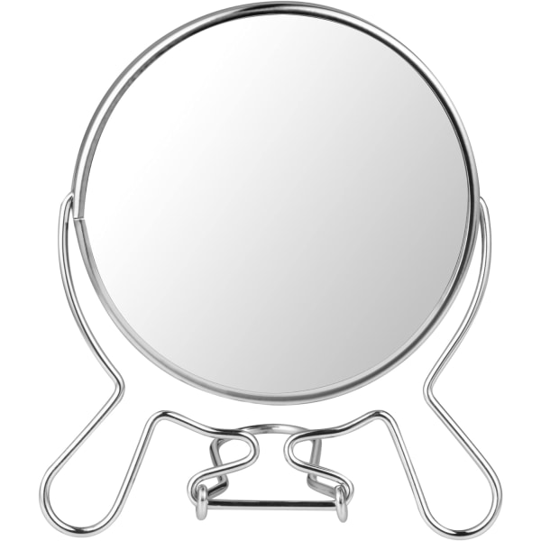 4" Rundt makeup kosmetisk spejl Badeværelsesbord Vanity Travel Kompakt bærbar lomme håndtaske Folde lille 2-vejs zoom 200 % forstørrelse dobbeltsidet