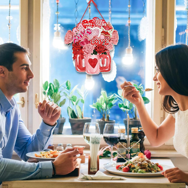 Valentine's Day-krans skylt - Entrédörrskylt, bedårande vattenresistent hållbar anti-blekning Valentine's Day välkomstdörrskylt