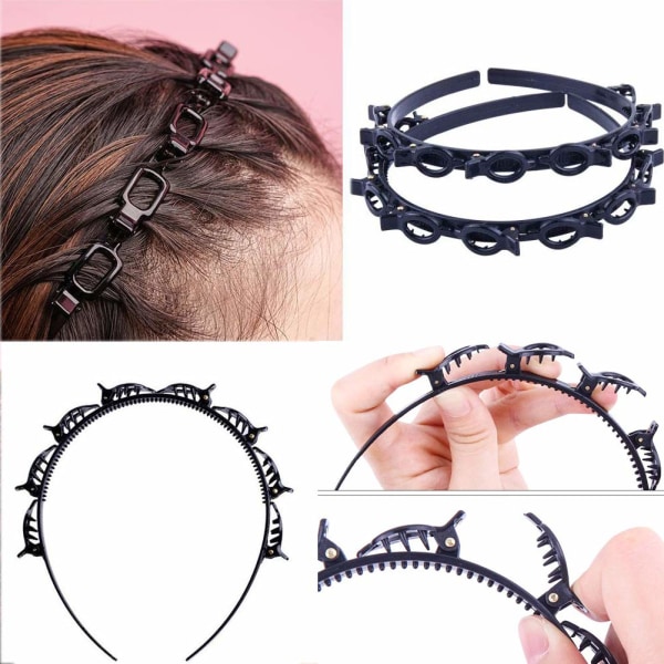 Double Bangs Hairstyle Hairpin, 2pcs Hairpin Headbands, Twist and Clip Headband/Korean Braided Headband/Hairpin Hair Band/DIY Hairband Non-slip