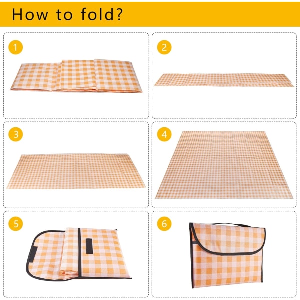 Udendørs picnictæppe foldbart vandtæt sandtæt måtte praktisk måtte Tote  picnictæppe til strand camping vandreture rejse picnic(gul 150*180cm) Yellow