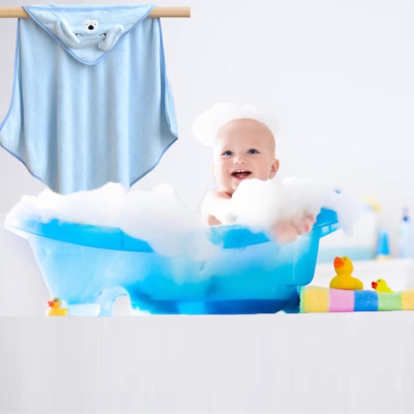 Baby badehåndklær med hette, unikt dyredesign babyhåndkle med hette myke absorberende baby badehåndklær, for nyfødte baby gutt og jente (blå)