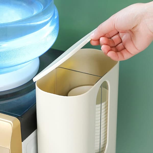 Väggmonterad koppdispenser Dragtyp 80 Kopparhållare för Universal Engångskoppar Ingen Stansning Organizer Förvaringsställ(Khaki)