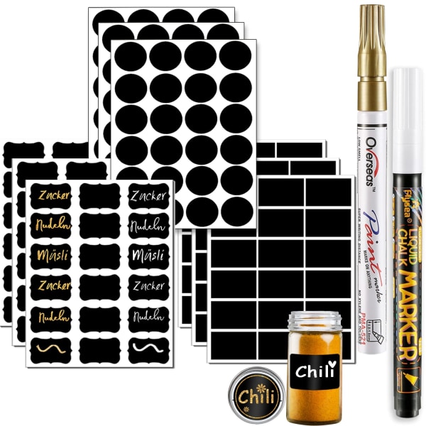 Selvklebende etiketter, tavle klistremerker, klistremerker for merking, tavle etiketter, kjøkken etiketter brukes til glassflasker, syltetøyglass, krydderglass