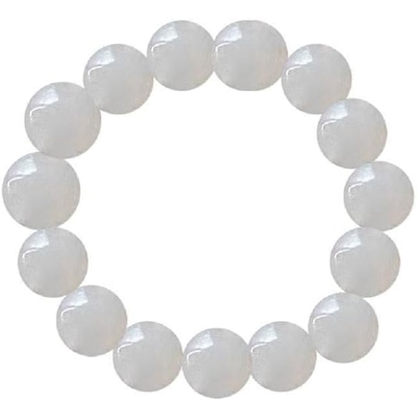 Anxiety Crystal Women's Bracelet Natural Gem Treatment Crystal Handmade Round Beads Elastic Bracelet Gem Energy Bracelet,White