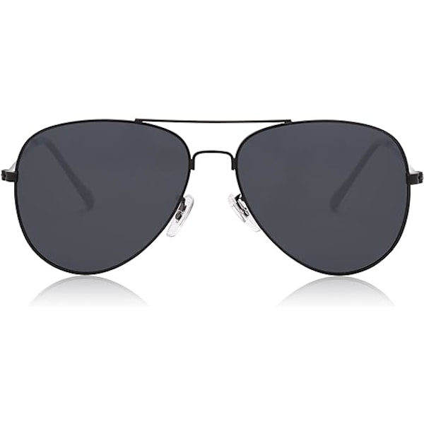 Klassiske Aviator Polariserte Solbriller for Menn Kvinner Vintage Retro Stil-Svart