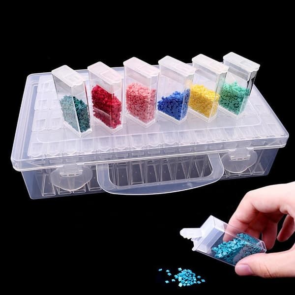 Opbevaringsboks med 64 rum - Smykkeopbevaring, Perleopbevaring transparent Transparent