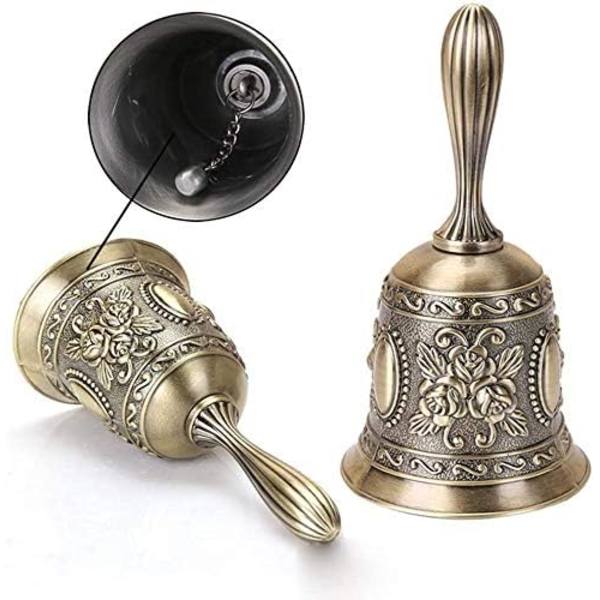 Gyllene äppel retro ringklocka antik handklocka brons middagsklocka restaurang serviceklocka mässingsklocka bröllop klassrum kyrkklocka