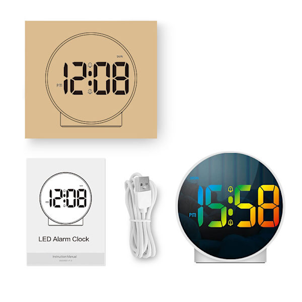Digital väckarklocka, batteridriven/USB-driven digitalklocka, sängklocka för barn och vuxna