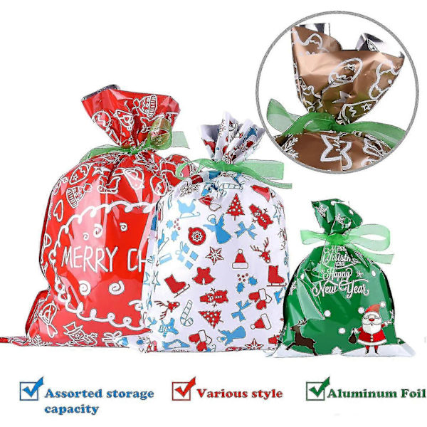 Julklappspåsar, presentförpackning, olika presentstilar, julförpackning, presentpåsar med band