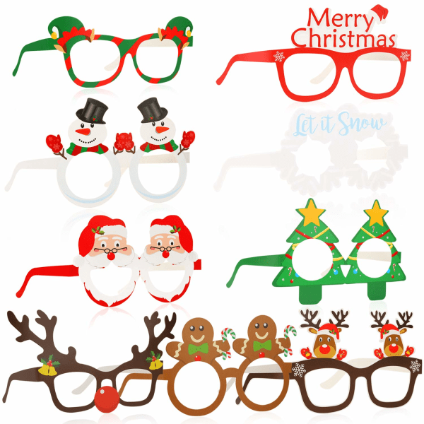 27 Pack Nyhedsjulebriller Papirbriller Fotorekvisitter Julepynt Kostume Fest Brillestel til børn Voksne Julefestgave