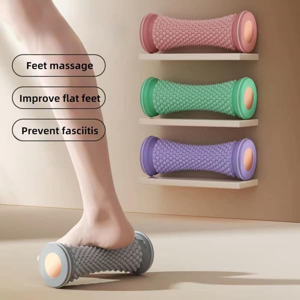Fodrulle Massager til lindring af plantar fasciitis, manuel dybdevævs massager til cirkulation, refleksologi triggerpunkt terapi (Pink)