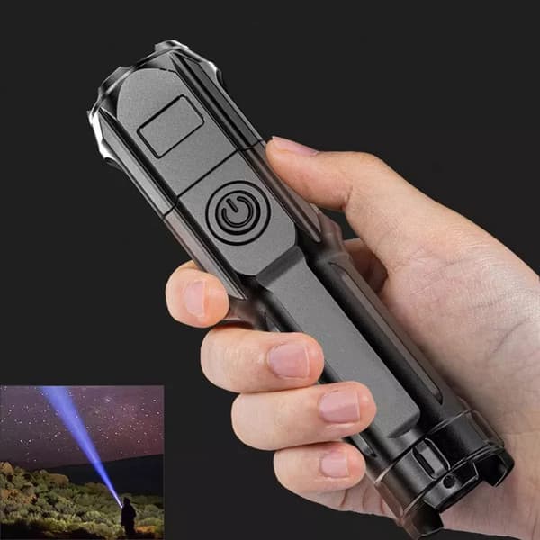 LED-taskulamppu, ladattava - Super Bright Adjustable Focus -taskulamppu - 4 valaistustilat ja pitkä akunkesto - taskukokoinen taskulamppu