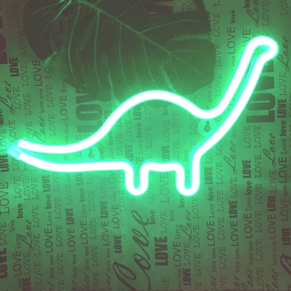 Dinosaur Dekor Lampe Vægkunst Skilt USB Betjent Bord LED Nattelys til Soveværelse, Stue, Jul, Fest, Hjemmetilbehør