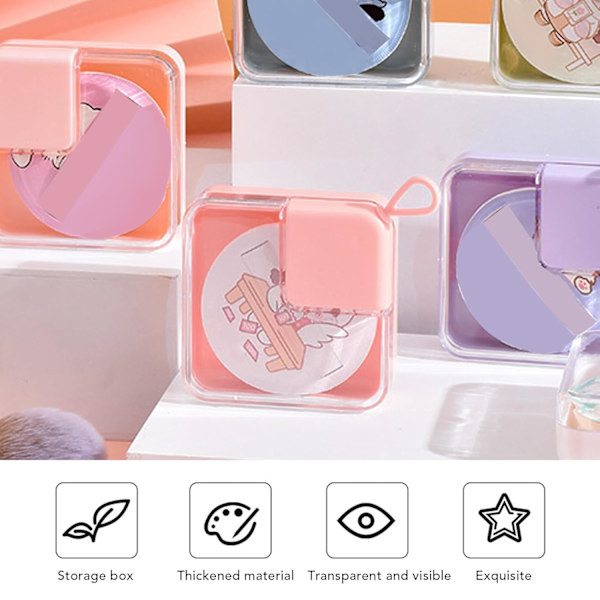 Pudderdåse Rejsetaske, 5 Stk Makeup Pudderdåse Opbevaringsboks Gennemsigtigt Dæksel Ansigtsmakeup Blender Puff Rejsetaske, Pink