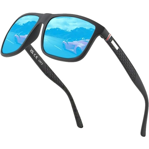 Perfekta polariserade solglasögon för män/kvinnor; Vintage/klassisk/elegant ljus ram; HD pilotlinser; Golf/körning/fiske/resor Glasögon（Blå） Blue