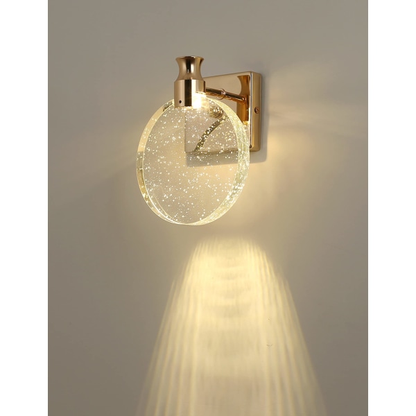 Krystallvegglampe, innendørs vegglampe i nordisk stil, enkel kreativ vegglampe for soverom, nattbord, stue (gull, stor)