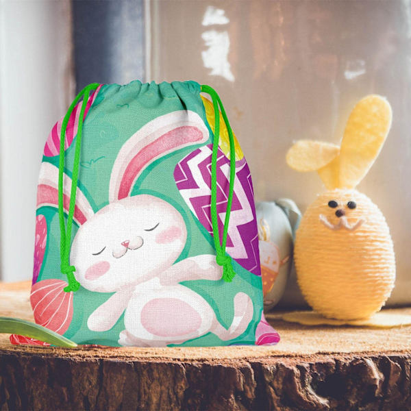Snørebånd Påske Gaveposer, Goodie Candy Bags Bunny Snørebånd Gavepose | Påske Goodie Candy Bags, DIY Craft Smykker Stofpose