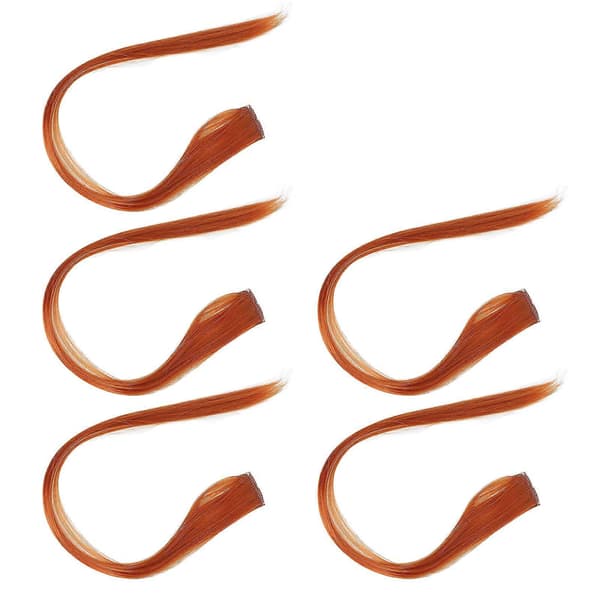 Clip-in Hårstykke Lige Farvede Hår Extensions til Fest Cosplay Orange 5 stk
