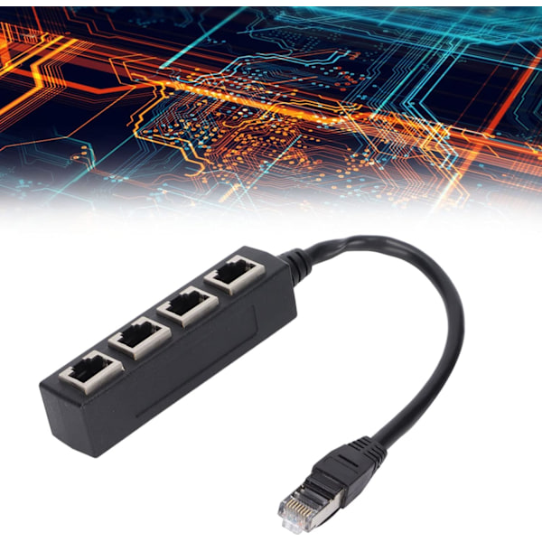 RJ45 Splitter Adapter, Ethernet-kabel RJ45 Adapter 1 Han til 4 Hun, CAT7 Netværkskabel Splitter Adapter