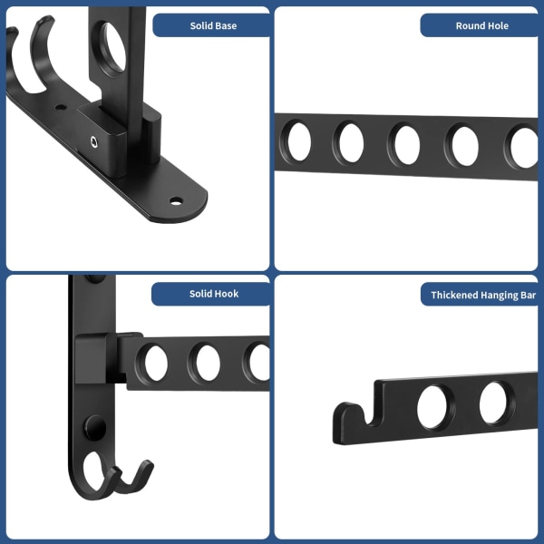 Foldbar kleskrok, veggklesstativ, veggkrok, sammenleggbar krok for balkong, baderom, vaskerom (svart, 1 stk)