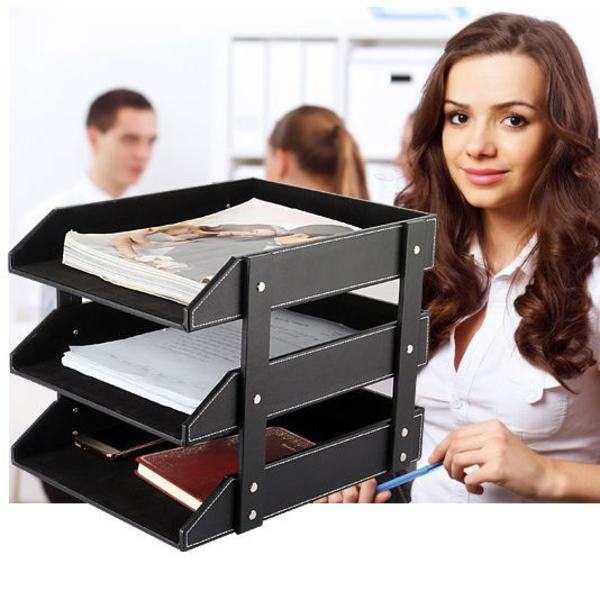 A4 läderportfölj (3 ark) black