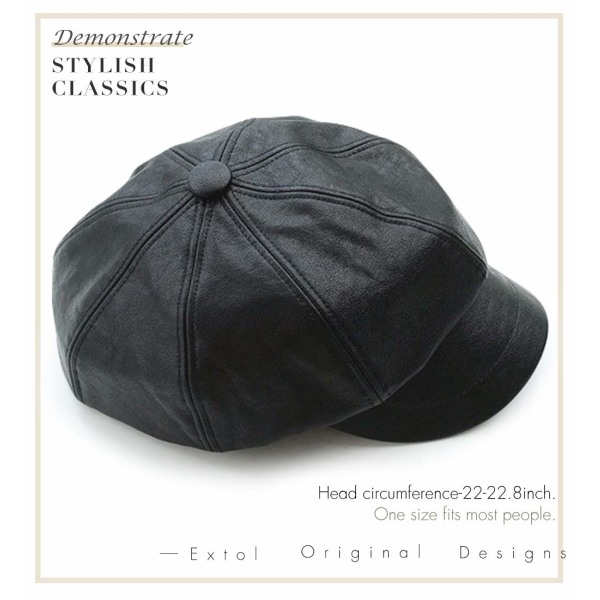 Klassisk ensfarget fransk beret for kvinner Newsboy Hat Cup Gutter Faux Leather Hats for Women