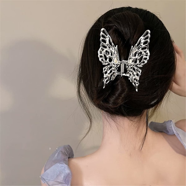 Hiusleuat Butterfly-hiusneula Hopea Butterfly Shape Suuri Metallihiusleuka Nonslip-hiusleuat paksulle ja ohuelle hiukselle Vahva pito Hiusleuka